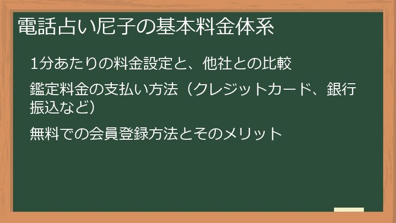 電話占い尼子の基本料金体系