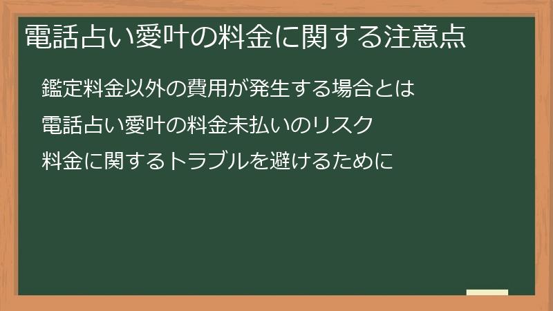電話占い愛叶の料金に関する注意点