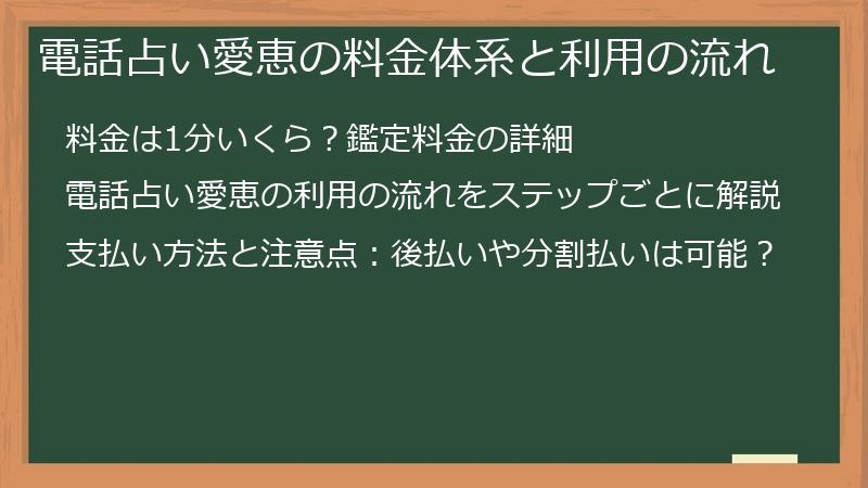 電話占い愛恵の料金体系と利用の流れ