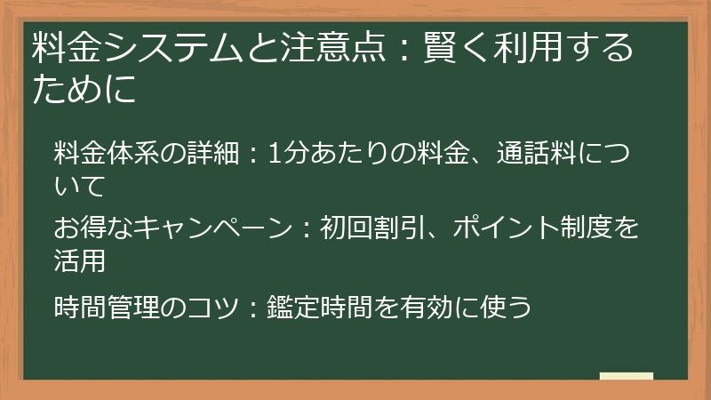 料金システムと注意点：賢く利用するために