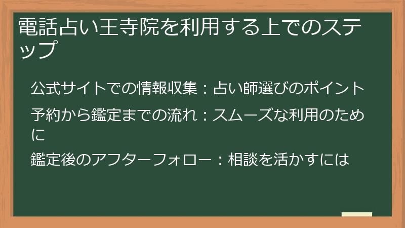電話占い王寺院を利用する上でのステップ