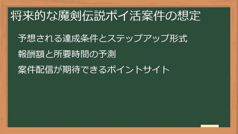 将来的な魔剣伝説ポイ活案件の想定