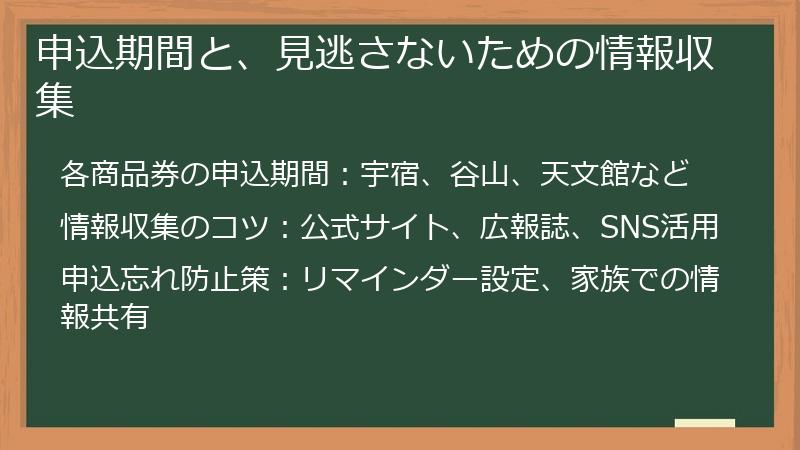 申込期間と、見逃さないための情報収集