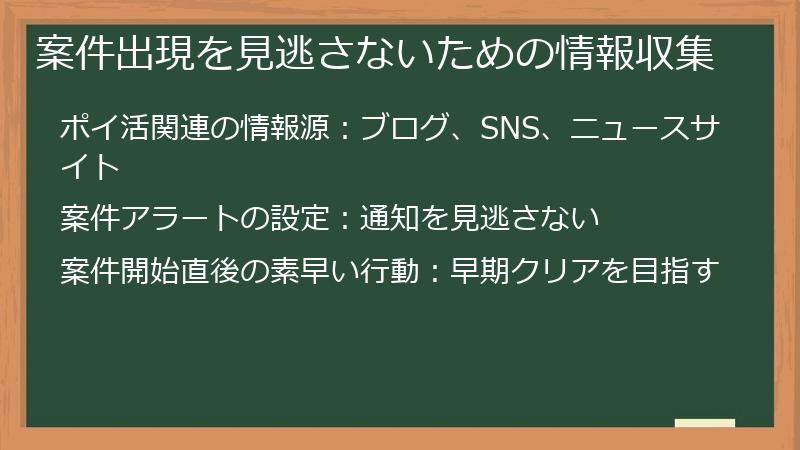 案件出現を見逃さないための情報収集