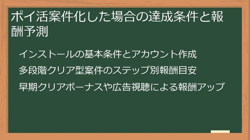 ポイ活案件化した場合の達成条件と報酬予測