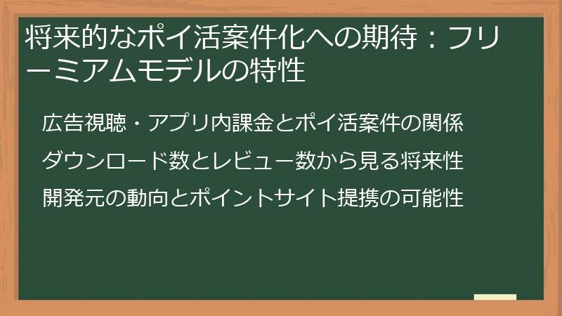 将来的なポイ活案件化への期待：フリーミアムモデルの特性