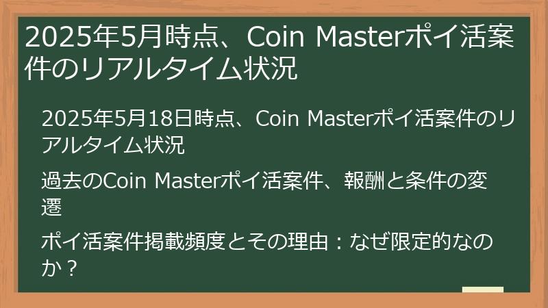 2025年5月時点、Coin Masterポイ活案件のリアルタイム状況