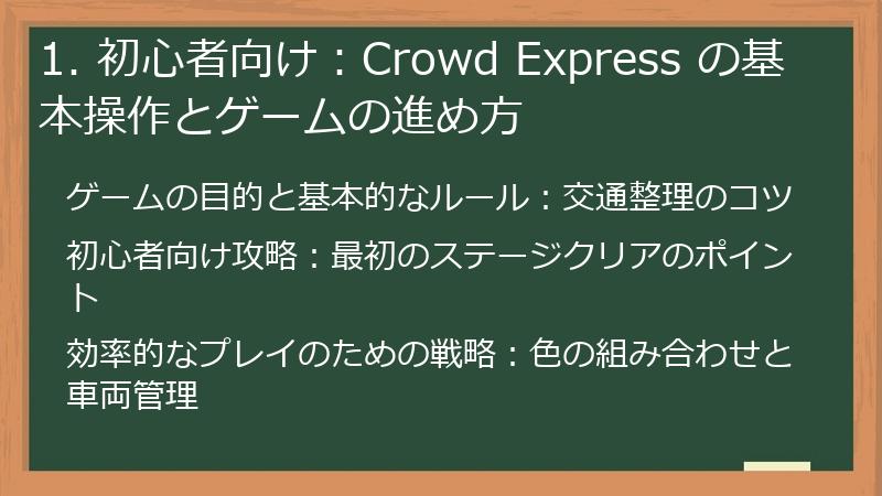 1. 初心者向け：Crowd Express の基本操作とゲームの進め方