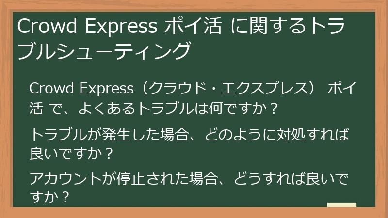 Crowd Express ポイ活 に関するトラブルシューティング