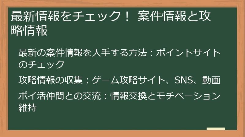 最新情報をチェック！ 案件情報と攻略情報