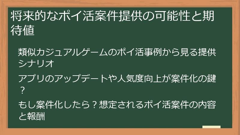 将来的なポイ活案件提供の可能性と期待値