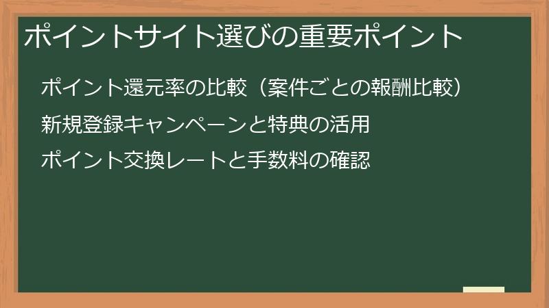 ポイントサイト選びの重要ポイント