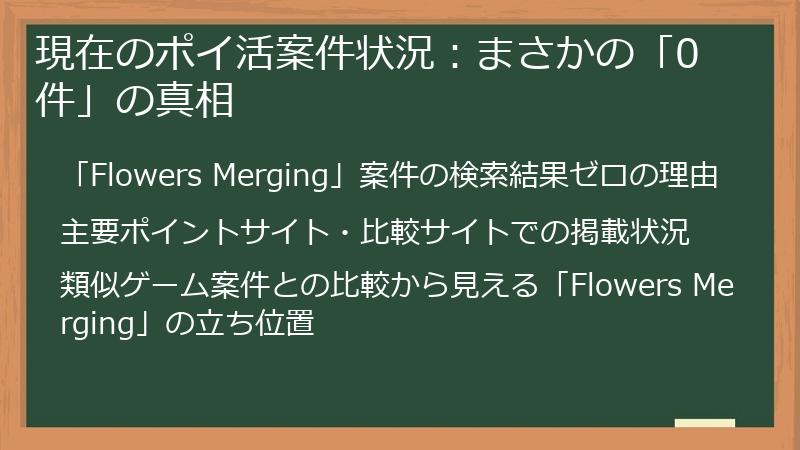 現在のポイ活案件状況：まさかの「0件」の真相