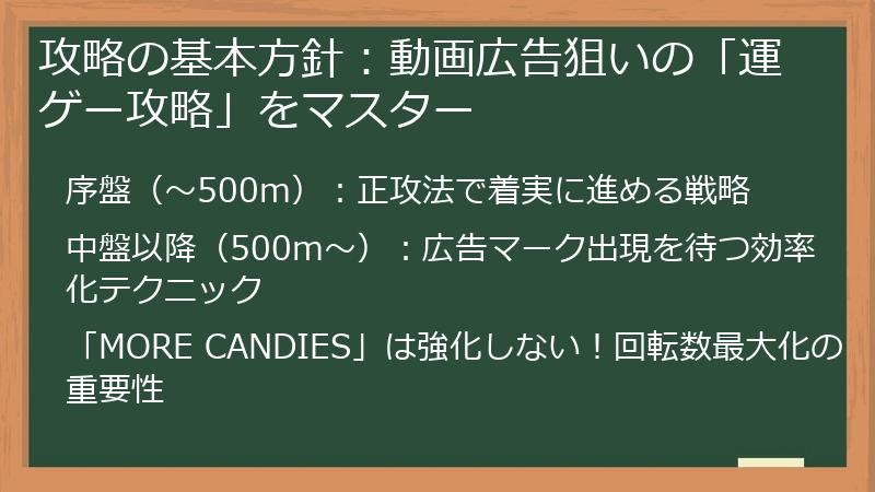 攻略の基本方針：動画広告狙いの「運ゲー攻略」をマスター