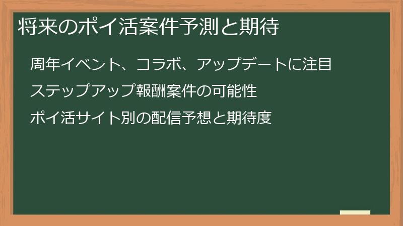 将来のポイ活案件予測と期待