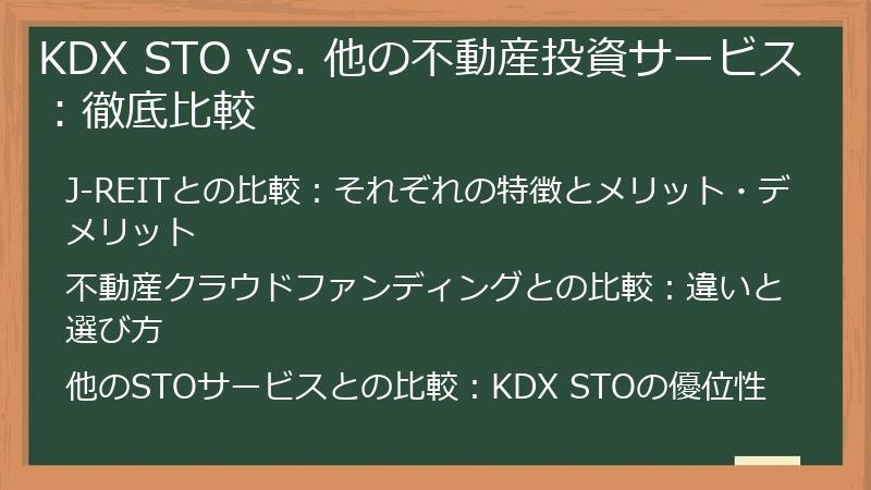 KDX STO vs. 他の不動産投資サービス：徹底比較