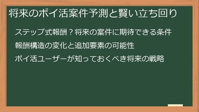 将来のポイ活案件予測と賢い立ち回り