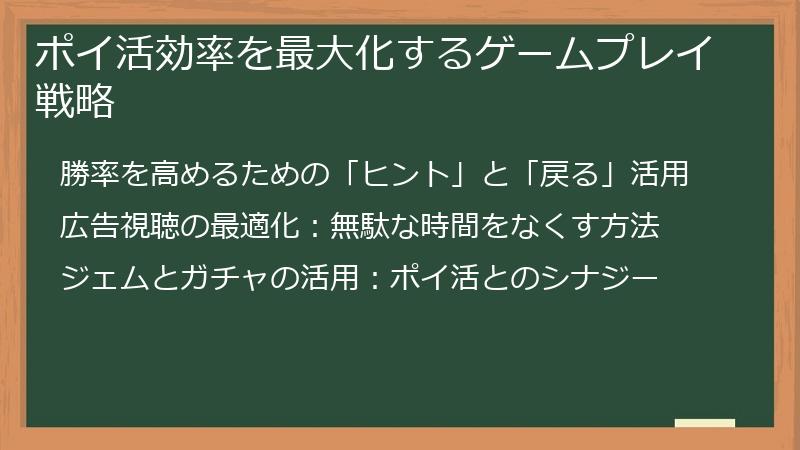 ポイ活効率を最大化するゲームプレイ戦略