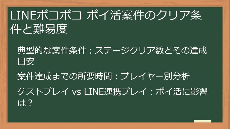 LINEポコポコ ポイ活案件のクリア条件と難易度