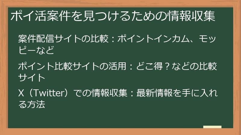 ポイ活案件を見つけるための情報収集
