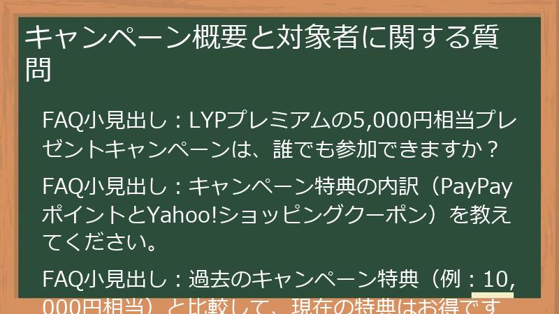 キャンペーン概要と対象者に関する質問