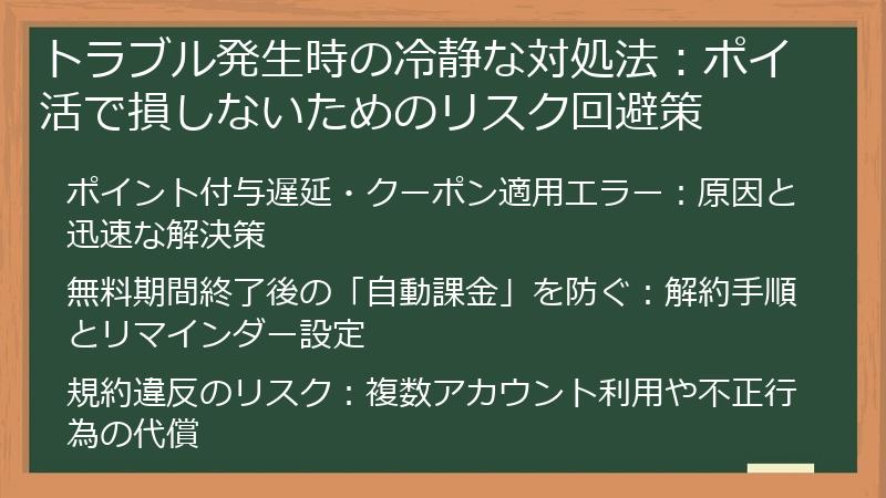 トラブル発生時の冷静な対処法：ポイ活で損しないためのリスク回避策