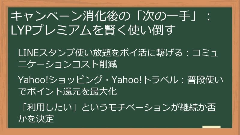 キャンペーン消化後の「次の一手」：LYPプレミアムを賢く使い倒す