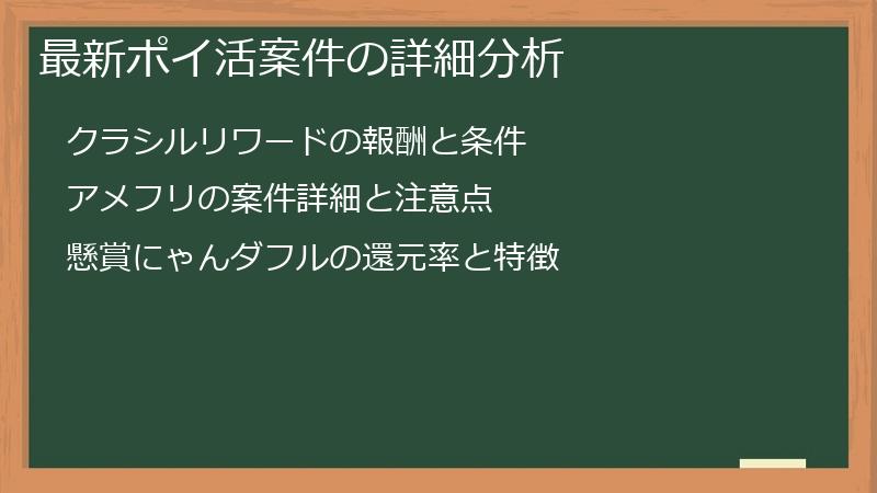 最新ポイ活案件の詳細分析