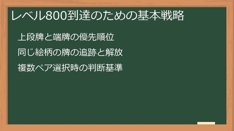 レベル800到達のための基本戦略