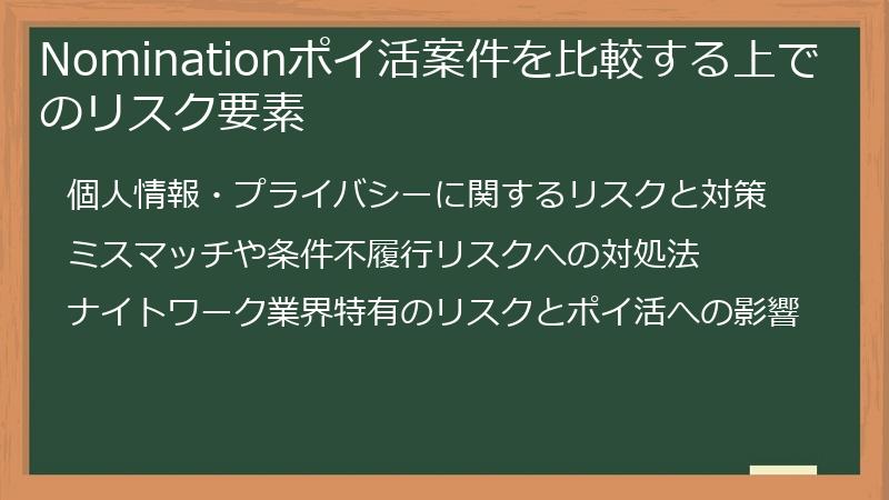 Nominationポイ活案件を比較する上でのリスク要素