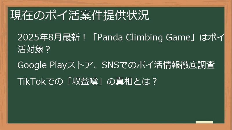 現在のポイ活案件提供状況
