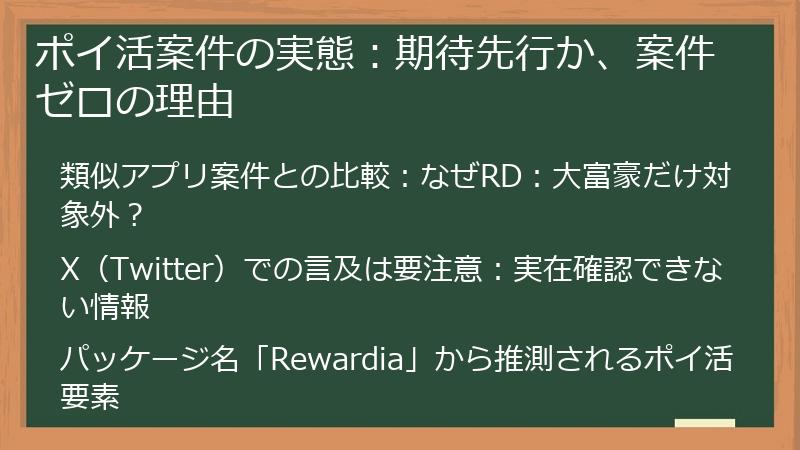 ポイ活案件の実態：期待先行か、案件ゼロの理由