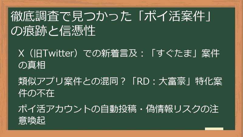 徹底調査で見つかった「ポイ活案件」の痕跡と信憑性