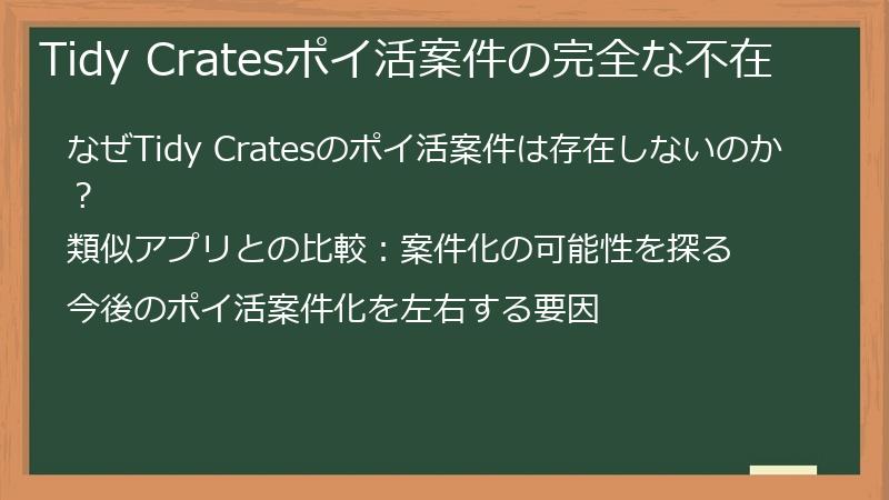 Tidy Cratesポイ活案件の完全な不在