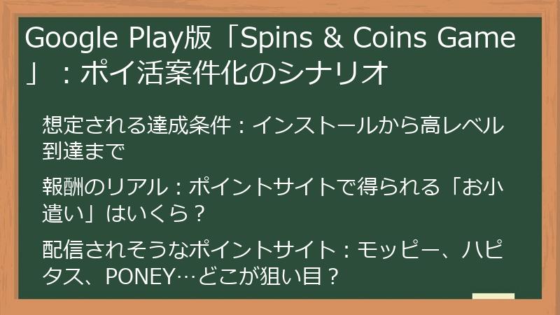 Google Play版「Spins & Coins Game」：ポイ活案件化のシナリオ
