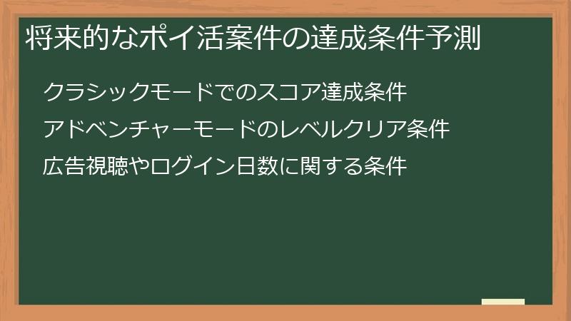 将来的なポイ活案件の達成条件予測