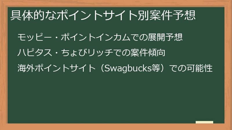 具体的なポイントサイト別案件予想