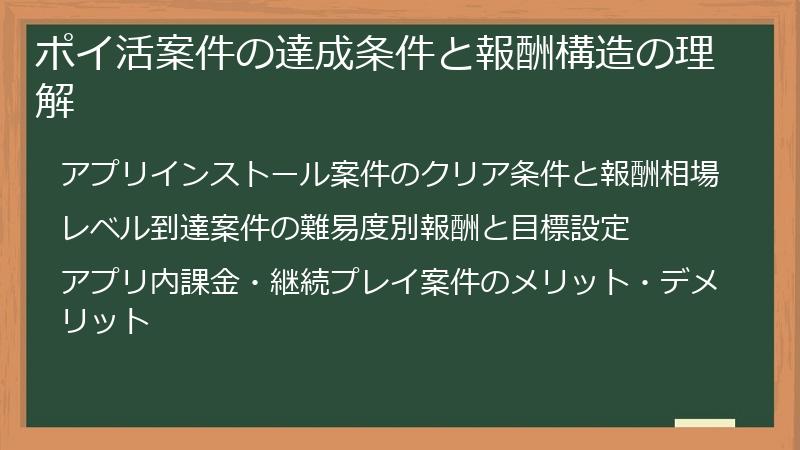 ポイ活案件の達成条件と報酬構造の理解