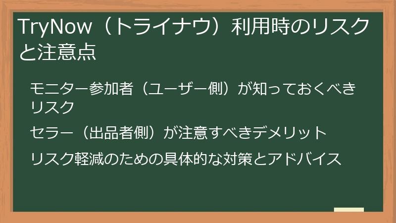 TryNow（トライナウ）利用時のリスクと注意点