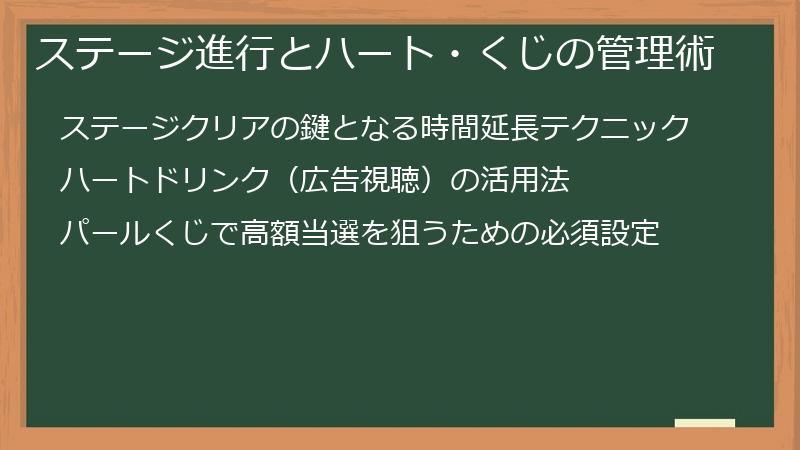 ステージ進行とハート・くじの管理術