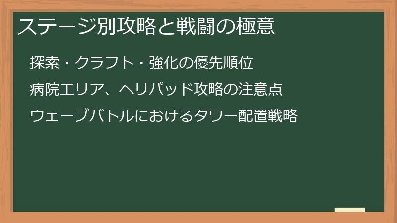 ステージ別攻略と戦闘の極意