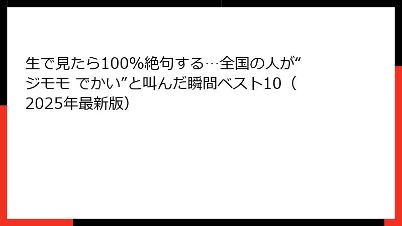 生で見たら100％絶句する…全国の人が“ジモモ でかい”と叫んだ瞬間ベスト10（2025年最新版）