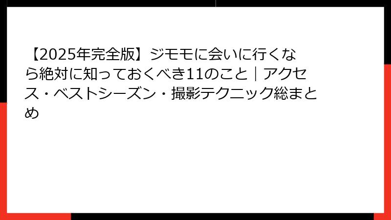 【2025年完全版】ジモモに会いに行くなら絶対に知っておくべき11のこと｜アクセス・ベストシーズン・撮影テクニック総まとめ