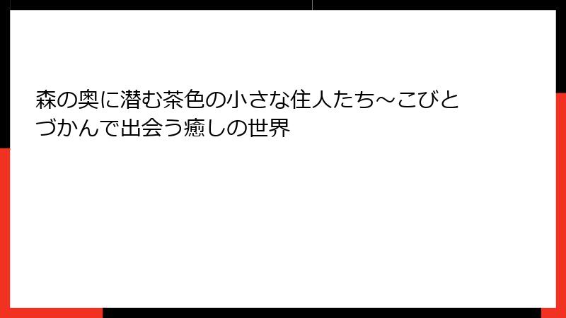 森の奥に潜む茶色の小さな住人たち～こびとづかんで出会う癒しの世界