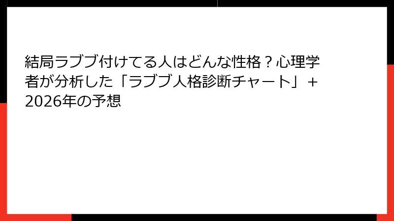 結局ラブブ付けてる人はどんな性格？心理学者が分析した「ラブブ人格診断チャート」＋2026年の予想