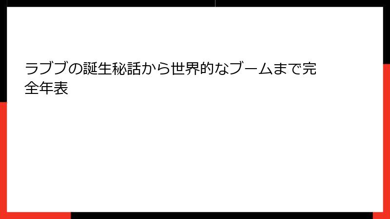 ラブブの誕生秘話から世界的なブームまで完全年表