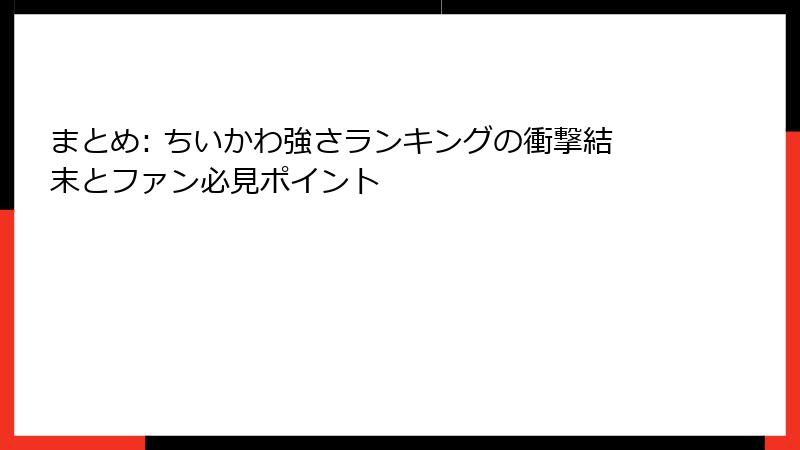 まとめ: ちいかわ強さランキングの衝撃結末とファン必見ポイント