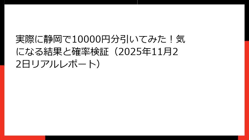 実際に静岡で10000円分引いてみた！気になる結果と確率検証（2025年11月22日リアルレポート）