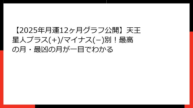 【2025年月運12ヶ月グラフ公開】天王星人プラス(+)/マイナス(−)別！最高の月・最凶の月が一目でわかる