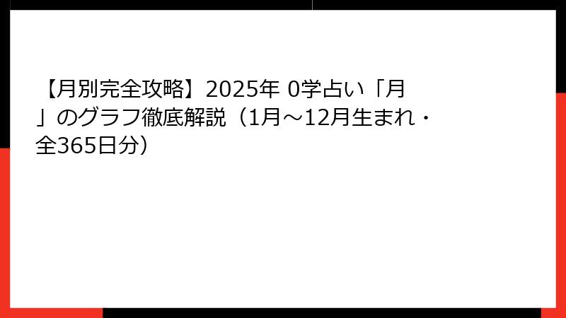 【月別完全攻略】2025年 0学占い「月」のグラフ徹底解説（1月～12月生まれ・全365日分）